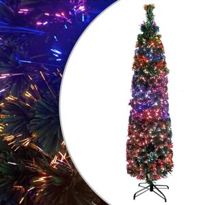 vidaXL kunstigt smalt juletræ med juletræsfod 240 cm fiberoptisk
