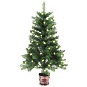 vidaXL kunstigt juletræ med LED-lys 90 cm grøn