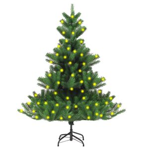 vidaXL nordmannsgran kunstigt juletræ med LED-lys 150 cm grønt