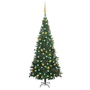 vidaXL kunstigt juletræ med LED-lys og kuglesæt L 240 cm grøn