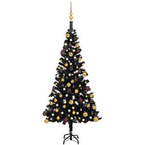 vidaXL kunstigt juletræ med LED-lys og kuglesæt 120 cm PVC sort