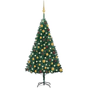 vidaXL kunstigt juletræ med LED-lys og kuglesæt 120 cm PVC grøn