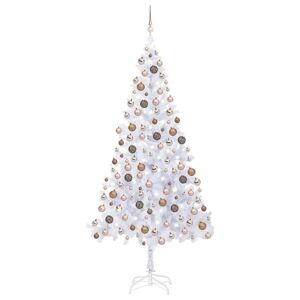 vidaXL kunstigt juletræ med LED-lys og julekuglesæt 210 cm 910 grene