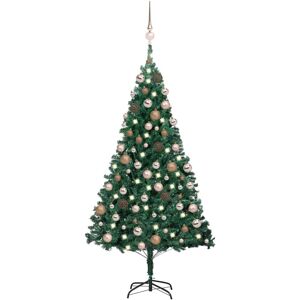 vidaXL kunstigt juletræ med LED-lys og kuglesæt 120 cm PVC grøn