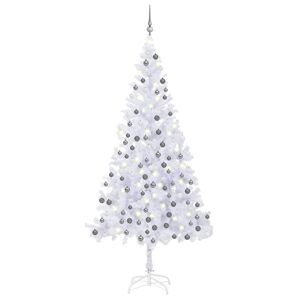 vidaXL kunstigt juletræ med LED-lys og kuglesæt 210 cm 910 grene