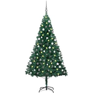 vidaXL kunstigt juletræ med LED-lys og kuglesæt 120 cm PVC grøn