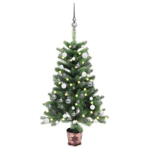 vidaXL kunstigt juletræ med LED-lys og kuglesæt 90 cm grøn