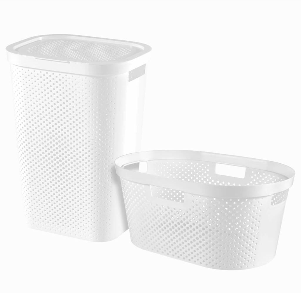 Curver Infinity 2 stk. vasketøjskurvesæt 40 l + 60 l hvid Curver Infinity 2 stk. vasketøjskurvesæt 40 l + 60 l hvid
