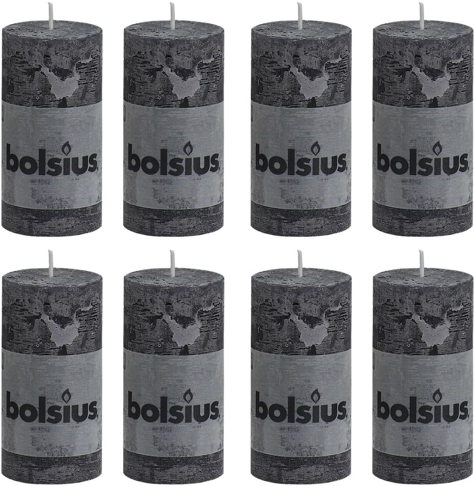 Bolsius rustikke bloklys 8 stk. 100 x 50 mm antracitgrå Bolsius rustikke bloklys 8 stk. 100 x 50 mm antracitgrå