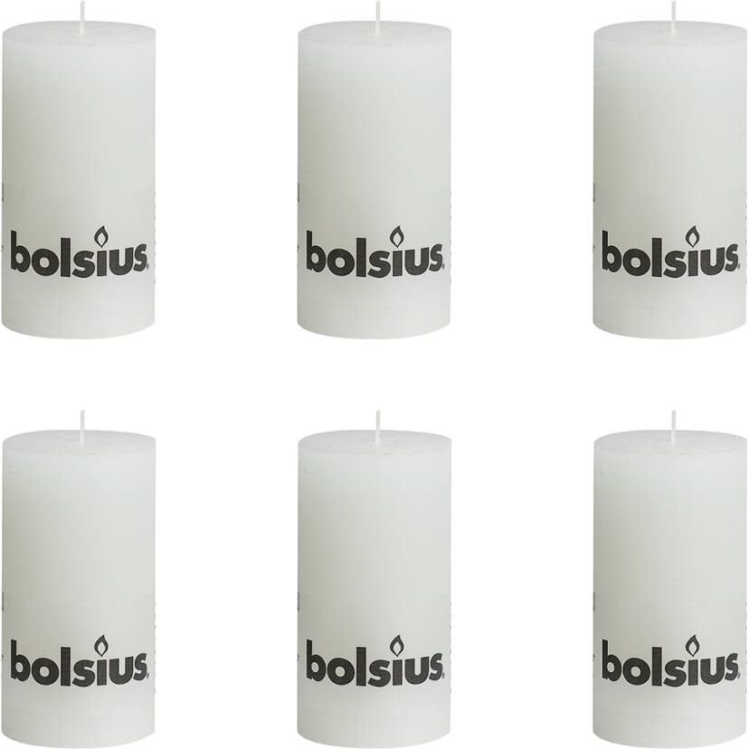 Bolsius rustikt søjlestearinlys 130 x 68 mm 6 stk. hvid Bolsius rustikt søjlestearinlys 130 x 68 mm 6 stk. hvid