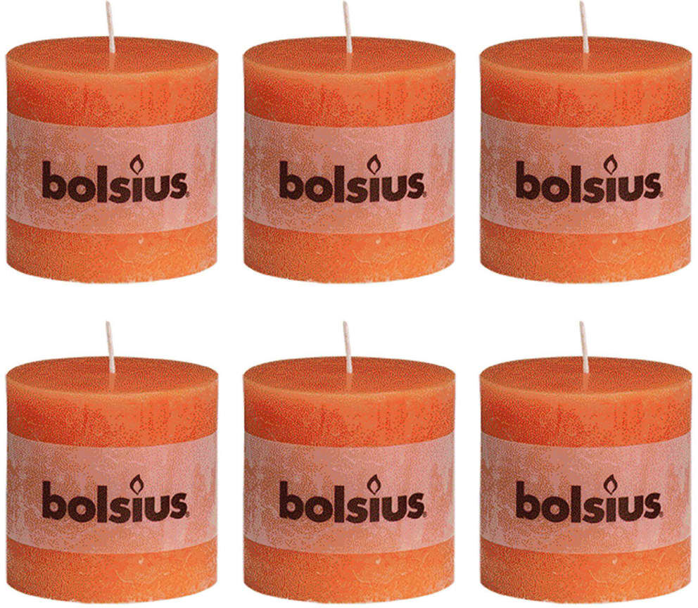 Bolsius rustikt søjlestearinlys 6 stk. 100 x 100 mm orange Bolsius rustikt søjlestearinlys 6 stk. 100 x 100 mm orange