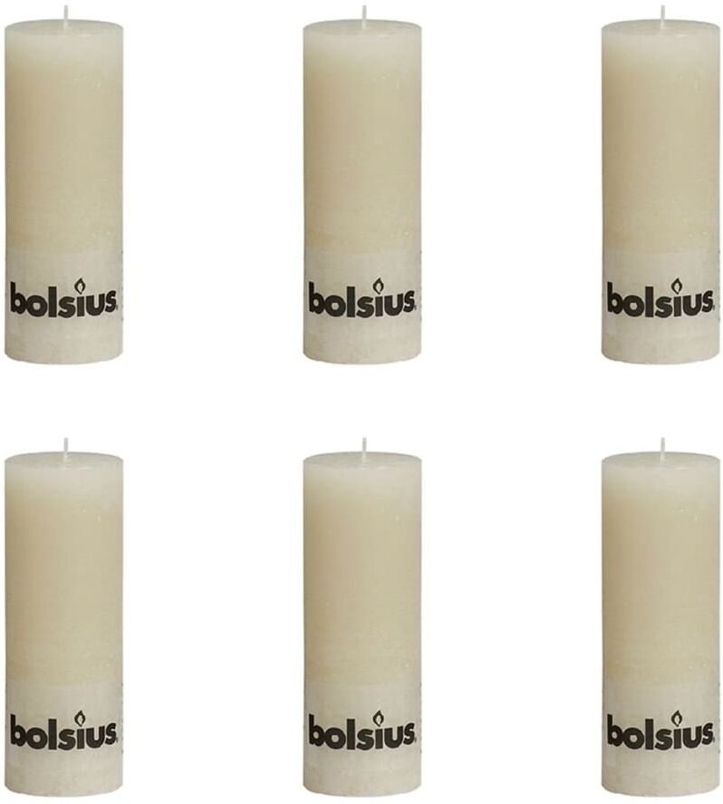 Bolsius rustikt søjlestearinlys 190 x 68 mm 6 stk. elfenbensfarvet Bolsius rustikt søjlestearinlys 190 x 68 mm 6 stk. elfenbensfarvet