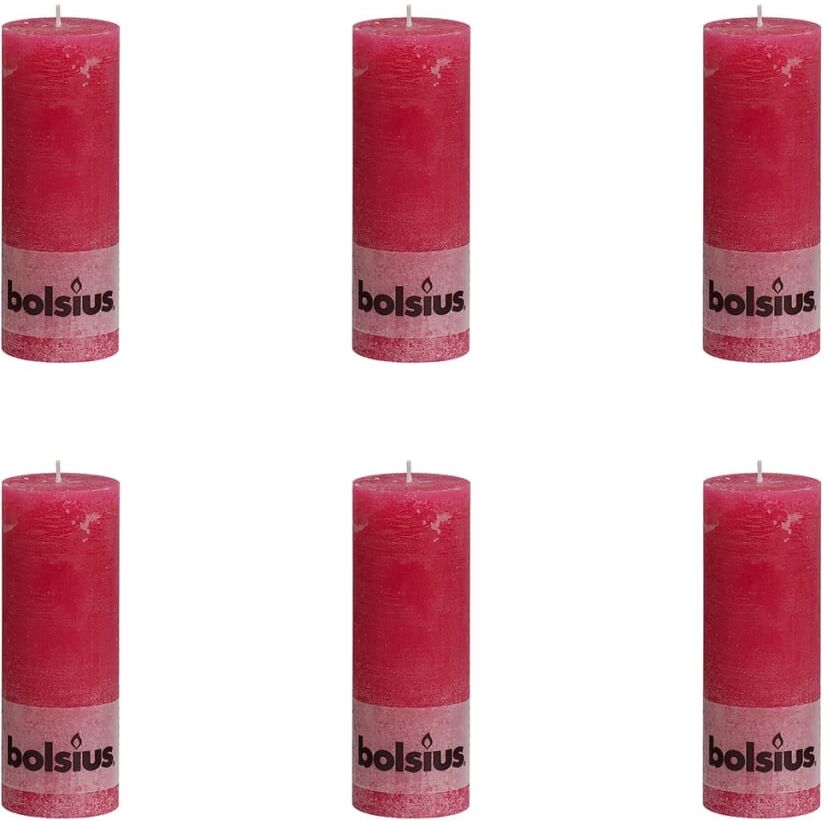 Bolsius rustikt søjlestearinlys 6 stk. 190 x 68 mm fuchsia Bolsius rustikt søjlestearinlys 6 stk. 190 x 68 mm fuchsia