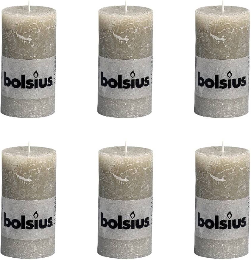 Bolsius rustikt søjlestearinlys 130 x 68 mm 6 stk. skiferfarvet Bolsius rustikt søjlestearinlys 130 x 68 mm 6 stk. skiferfarvet