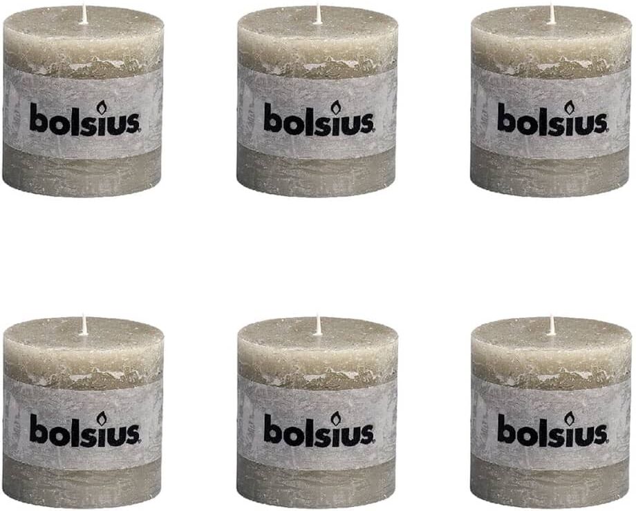 Bolsius rustikt søjlestearinlys 6 stk. 100 x 100 mm stengrå Bolsius rustikt søjlestearinlys 6 stk. 100 x 100 mm stengrå