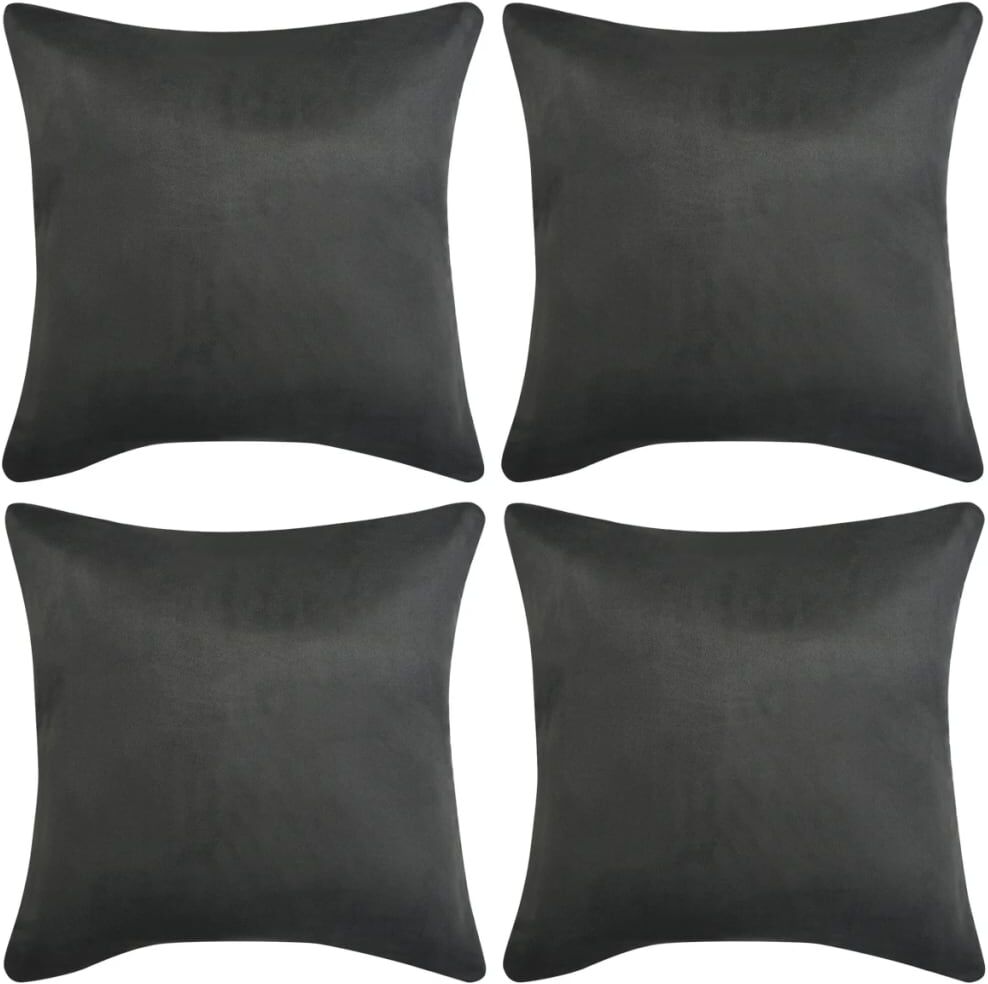 vidaXL pudebetræk 4 stk. 80x80 cm polyester imiteret ruskind antracitgrå vidaXL pudebetræk 4 stk. 80x80 cm polyester imiteret ruskind antracitgrå