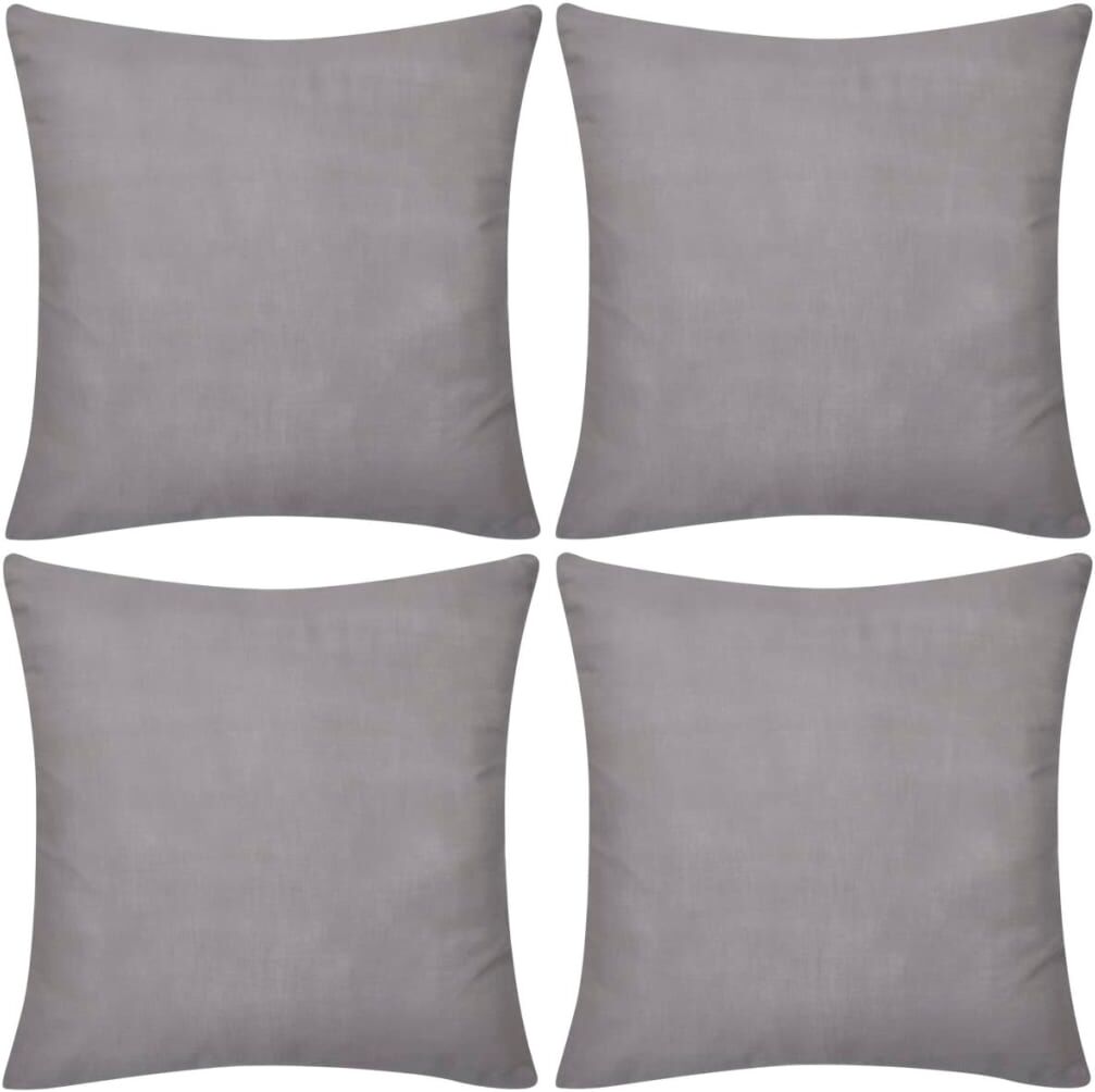 vidaXL 4 grå pudebetræk i bomuld 40 x 40 cm vidaXL 4 grå pudebetræk i bomuld 40 x 40 cm