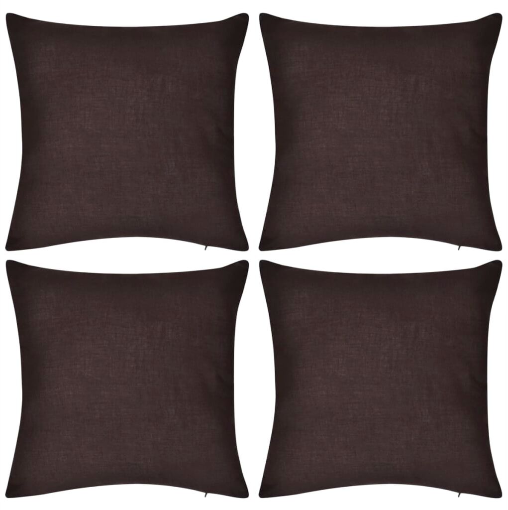 vidaXL 4 brune pudebetræk i bomuld 80 x 80 cm vidaXL 4 brune pudebetræk i bomuld 80 x 80 cm