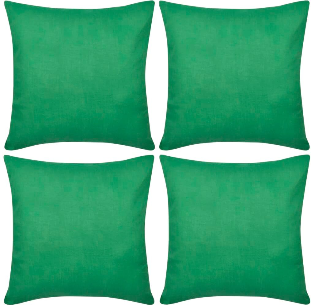 vidaXL 4 grønne pudebetræk i bomuld 80 x 80 cm vidaXL 4 grønne pudebetræk i bomuld 80 x 80 cm