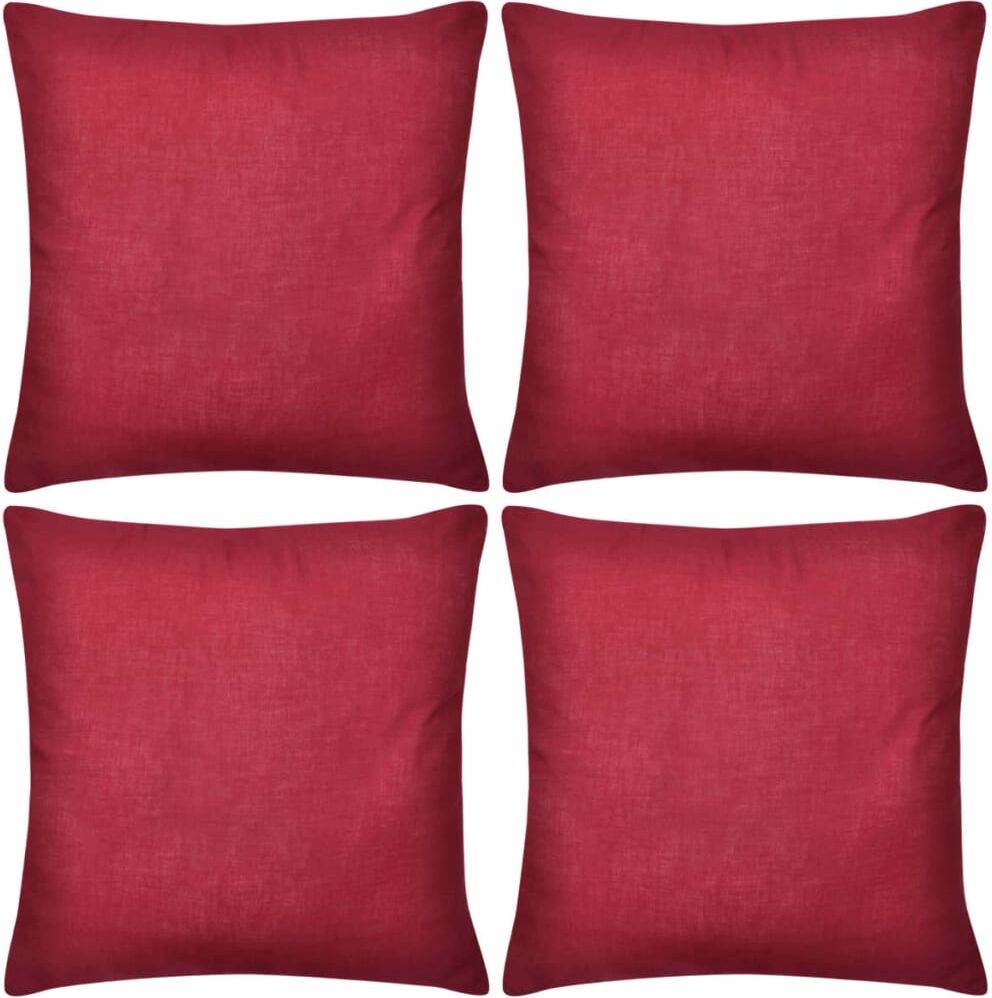vidaXL 4 Bordeaux pudebetræk bomuld 40 x 40 cm