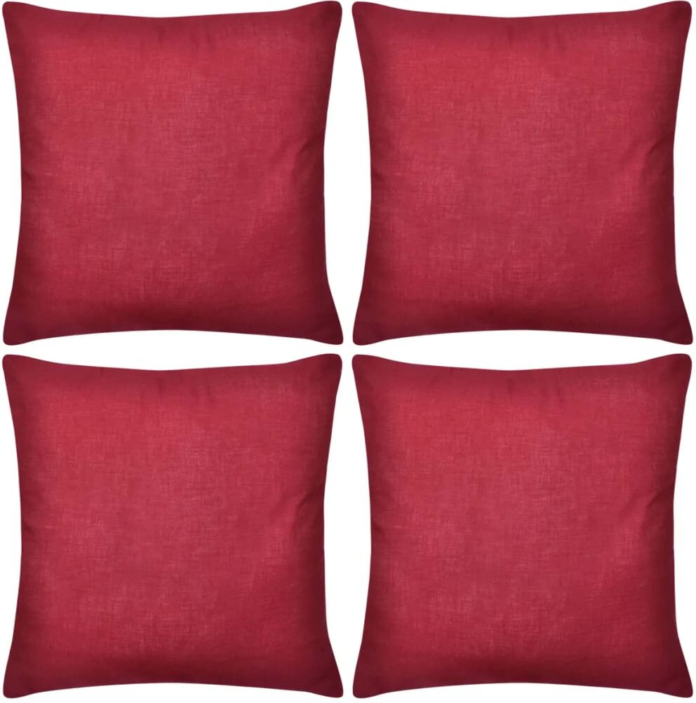vidaXL 4 Bordeaux pudebetræk i bomuld 80 x 80 cm vidaXL 4 Bordeaux pudebetræk i bomuld 80 x 80 cm