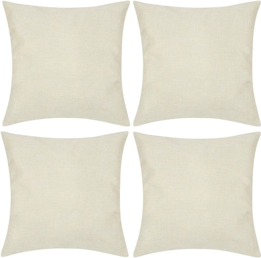 vidaXL 4 Beige pudebetræk linen-look 50 x 50 cm vidaXL 4 Beige pudebetræk linen-look 50 x 50 cm