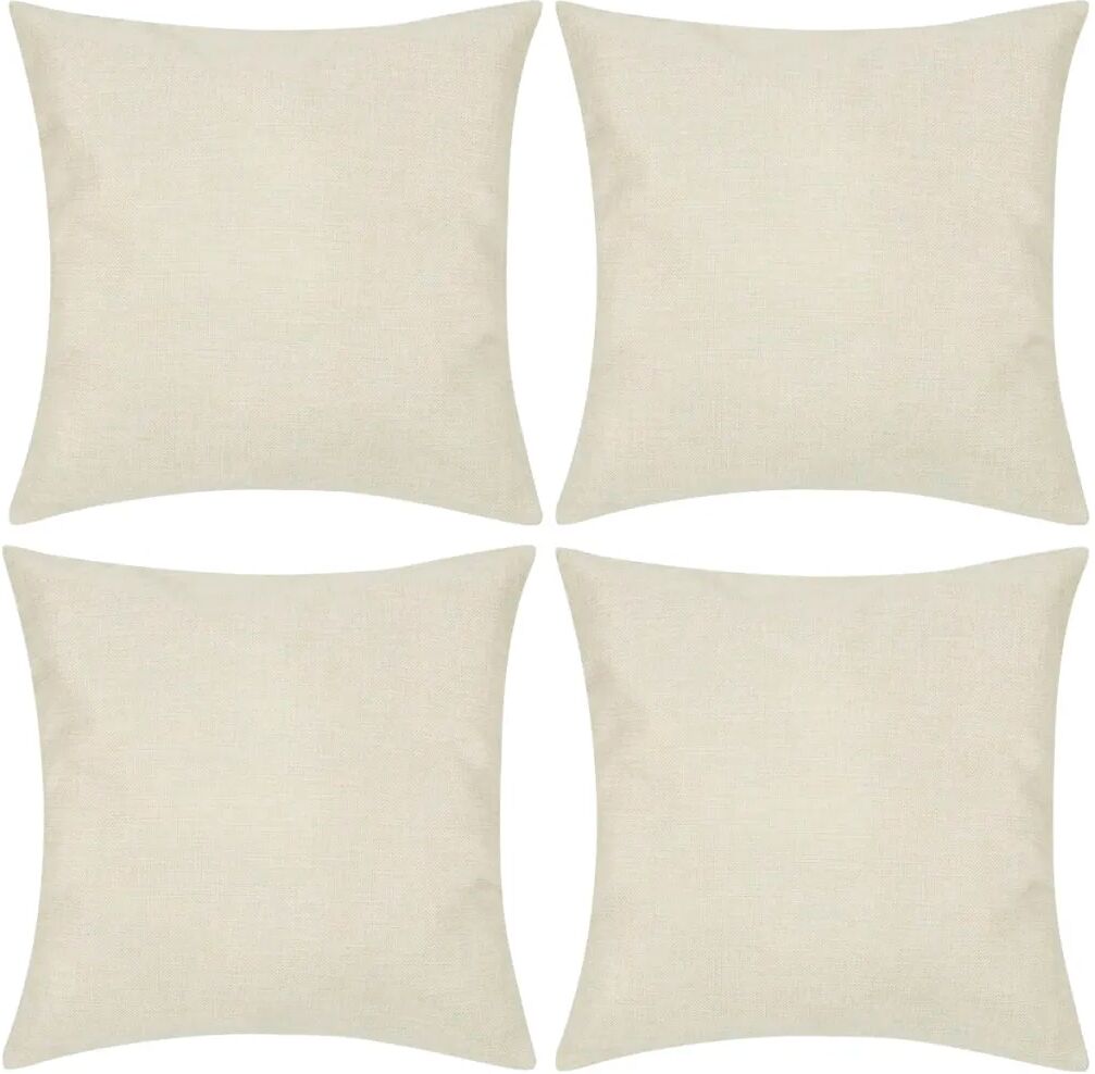 vidaXL 4 Beige pudebetræk linen-look 80 x 80 cm vidaXL 4 Beige pudebetræk linen-look 80 x 80 cm