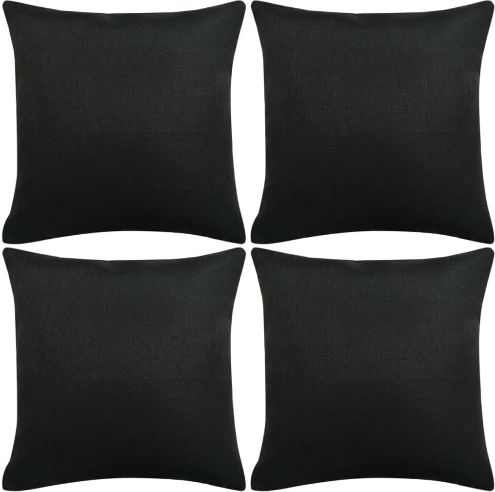vidaXL pudebetræk 4 styk linned-look sort 50 x 50 cm