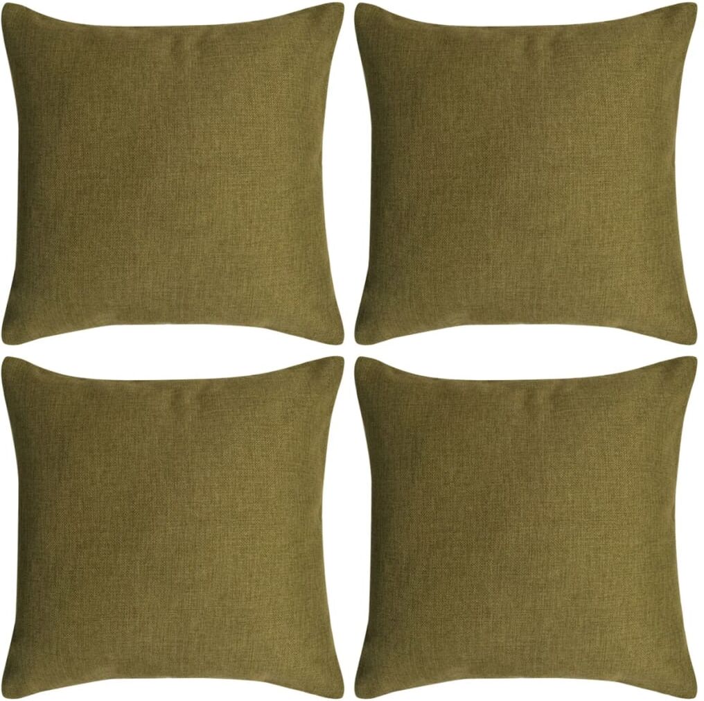 vidaXL 4 stk. pudebetræk linned-look grøn 80x80 cm vidaXL 4 stk. pudebetræk linned-look grøn 80x80 cm