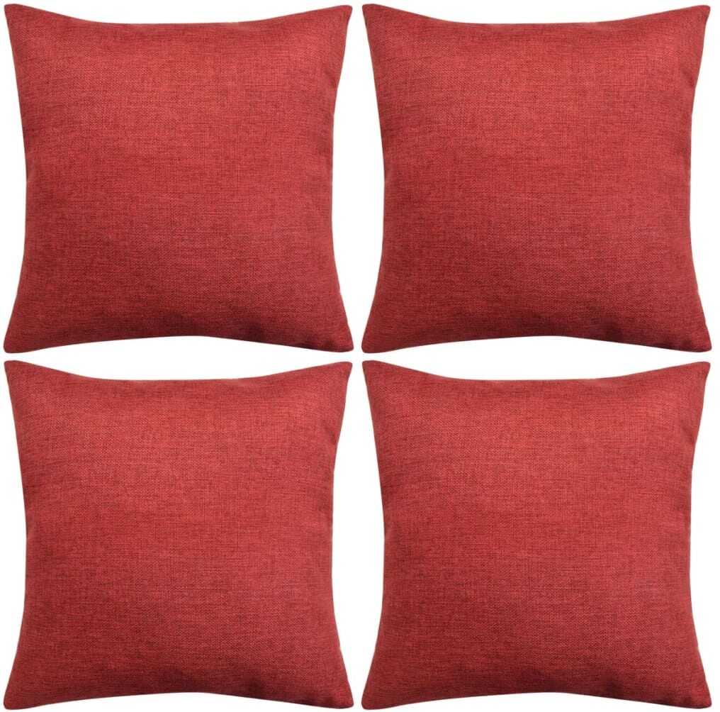 vidaXL 4 stk. pudebetræk linned-look bordeaux 80x80 cm vidaXL 4 stk. pudebetræk linned-look bordeaux 80x80 cm