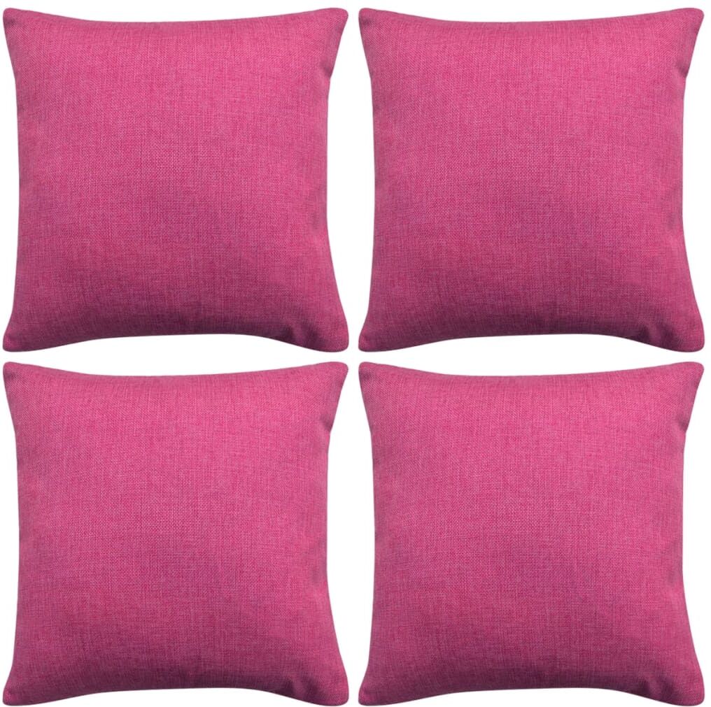 vidaXL 4 stk. pudebetræk linned-look pink 80x80 cm vidaXL 4 stk. pudebetræk linned-look pink 80x80 cm