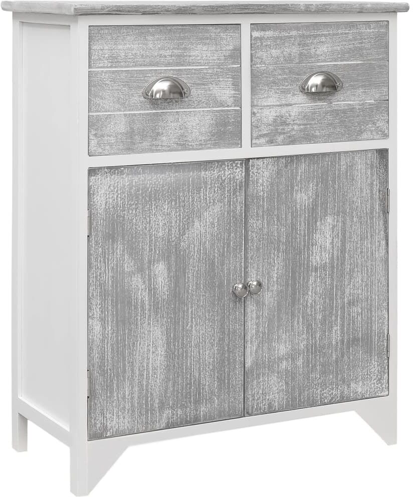 vidaXL sideskab 60 x 30 x 75 cm kejsertræ grå og hvid vidaXL sideskab 60 x 30 x 75 cm kejsertræ grå og hvid