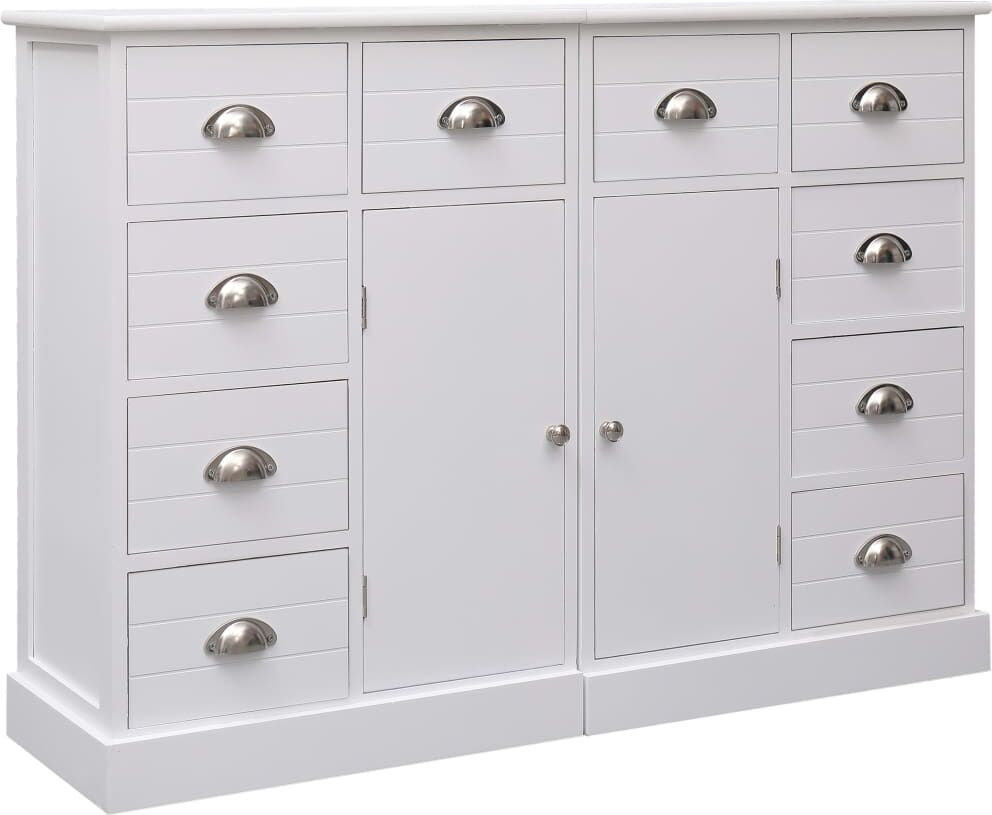 vidaXL skænk med 10 skuffer 113 x 30 x 79 cm træ hvid vidaXL skænk med 10 skuffer 113 x 30 x 79 cm træ hvid