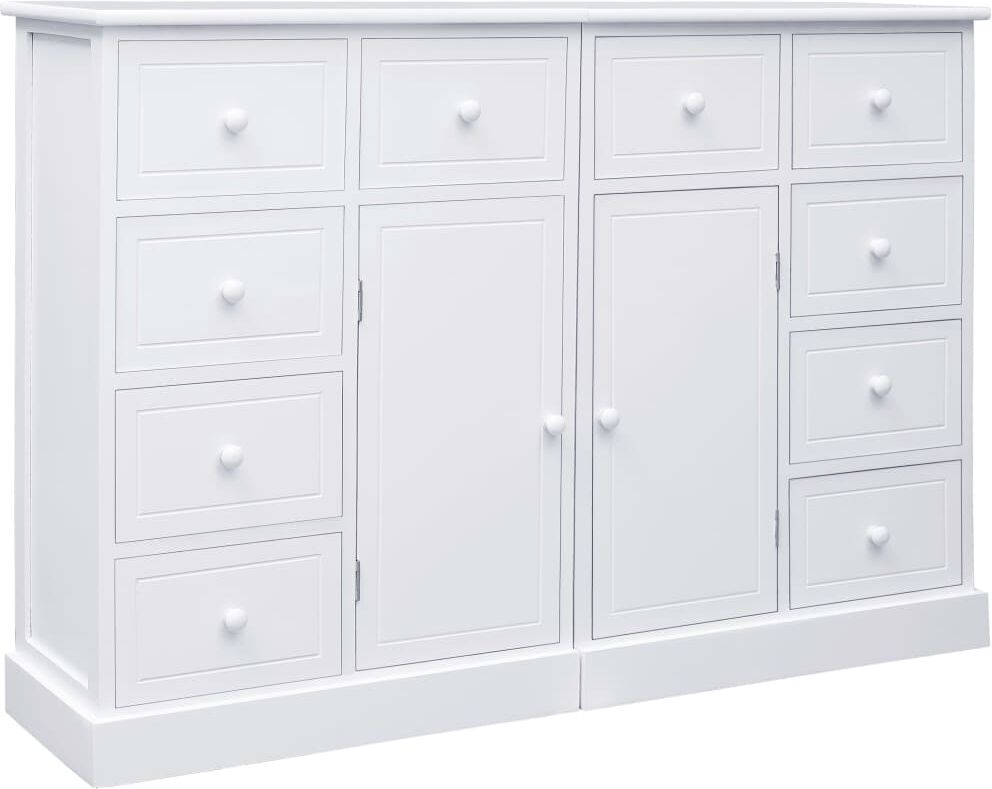 vidaXL skænk med 10 skuffer 113 x 30 x 79 cm træ hvid vidaXL skænk med 10 skuffer 113 x 30 x 79 cm træ hvid