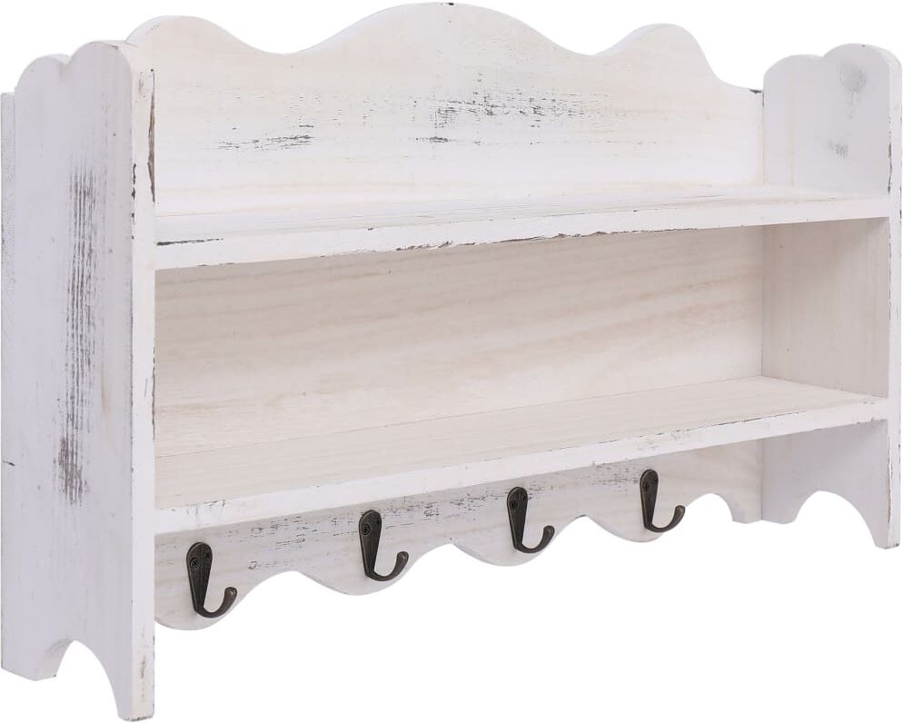 vidaXL vægmonteret knagerække 50 x 10 x 30 cm træ hvid vidaXL vægmonteret knagerække 50 x 10 x 30 cm træ hvid