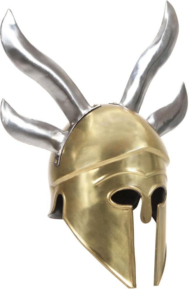 vidaXL græsk krigshjelm til rollespil antik stål messingfarvet