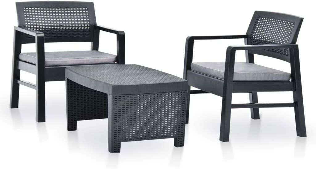 vidaXL haveloungesæt 3 dele plastik antracitgrå vidaXL haveloungesæt 3 dele plastik antracitgrå