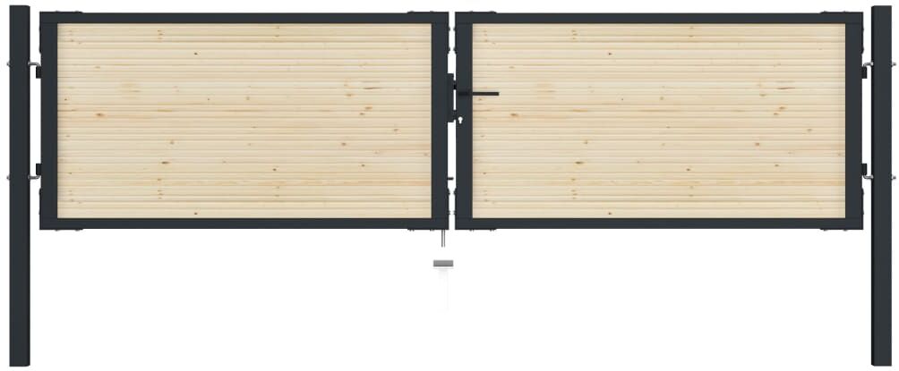 vidaXL hegnslåge 310x125 cm stål og nåletræ vidaXL hegnslåge 310x125 cm stål og nåletræ