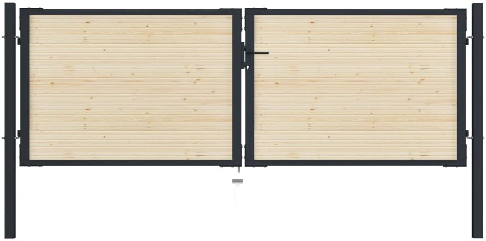 vidaXL hegnslåge 310x150 cm stål og nåletræ vidaXL hegnslåge 310x150 cm stål og nåletræ