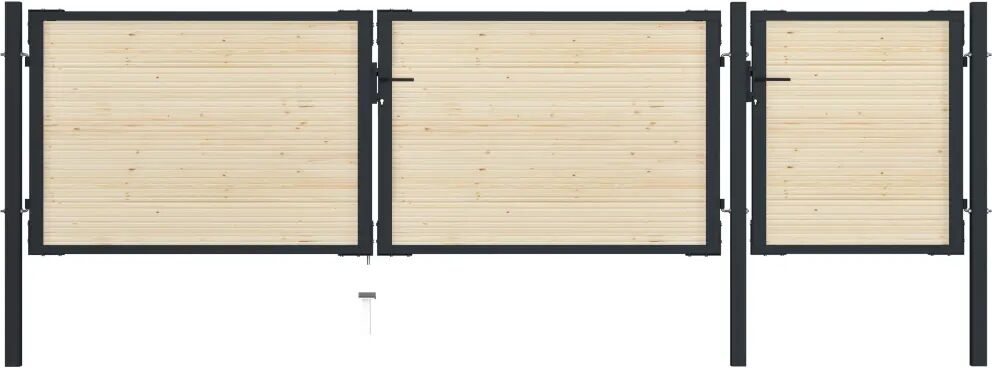 vidaXL hegnslåge 413x150 cm stål og nåletræ vidaXL hegnslåge 413x150 cm stål og nåletræ