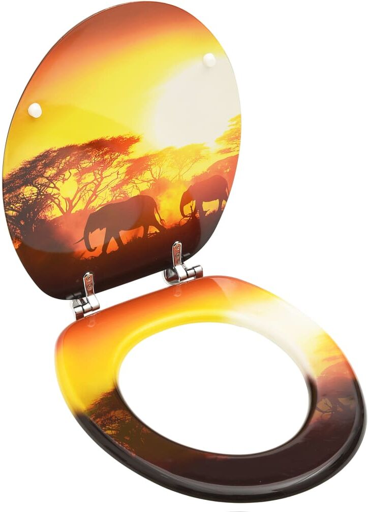 vidaXL toiletsæde med låg MDF savannedesign vidaXL toiletsæde med låg MDF savannedesign