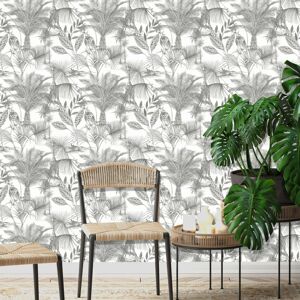 DUTCH WALLCOVERINGS tapet Kidatu grå og hvid