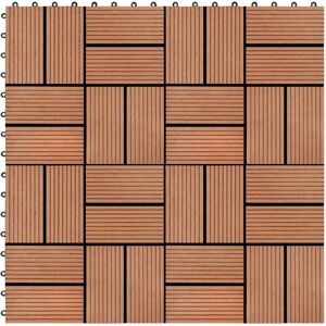 vidaXL terrassefliser 11 stk. WPC 30 x 30 cm 1 m2 teakfarvet