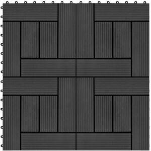 vidaXL terrassefliser 11 stk. WPC 30 x 30 cm 1 m2 sort