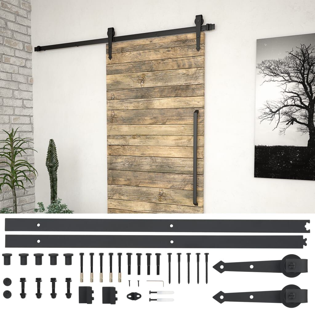 vidaXL skinnesæt til skydedør 183 cm stål sort vidaXL skinnesæt til skydedør 183 cm stål sort
