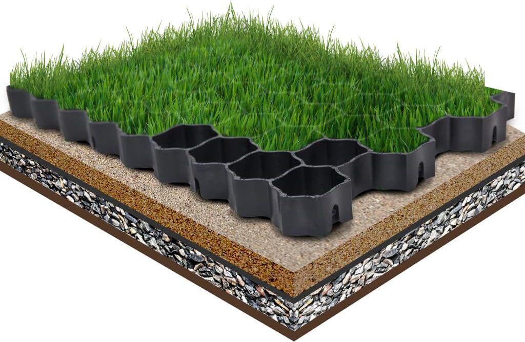 vidaXL græsgitter 16 stk. 60x40x3 cm plastik sort