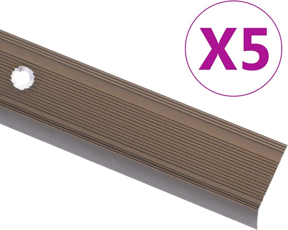 vidaXL 5 stk. trappelister L-facon 90 cm aluminium brun vidaXL 5 stk. trappelister L-facon 90 cm aluminium brun