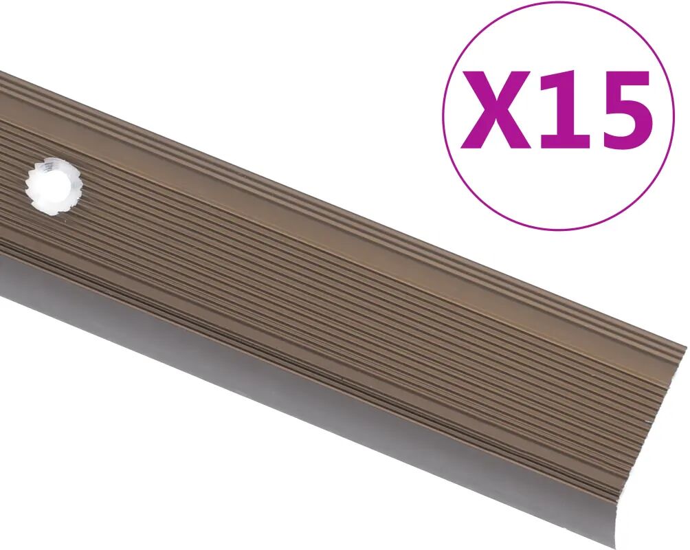 vidaXL 15 stk. trappelister L-facon 134 cm aluminium brun