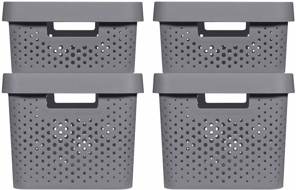 Curver opbevaringskurv med låg Infinity 4 stk. 11 l + 17 l antracitgrå Curver opbevaringskurv med låg Infinity 4 stk. 11 l + 17 l antracitgrå