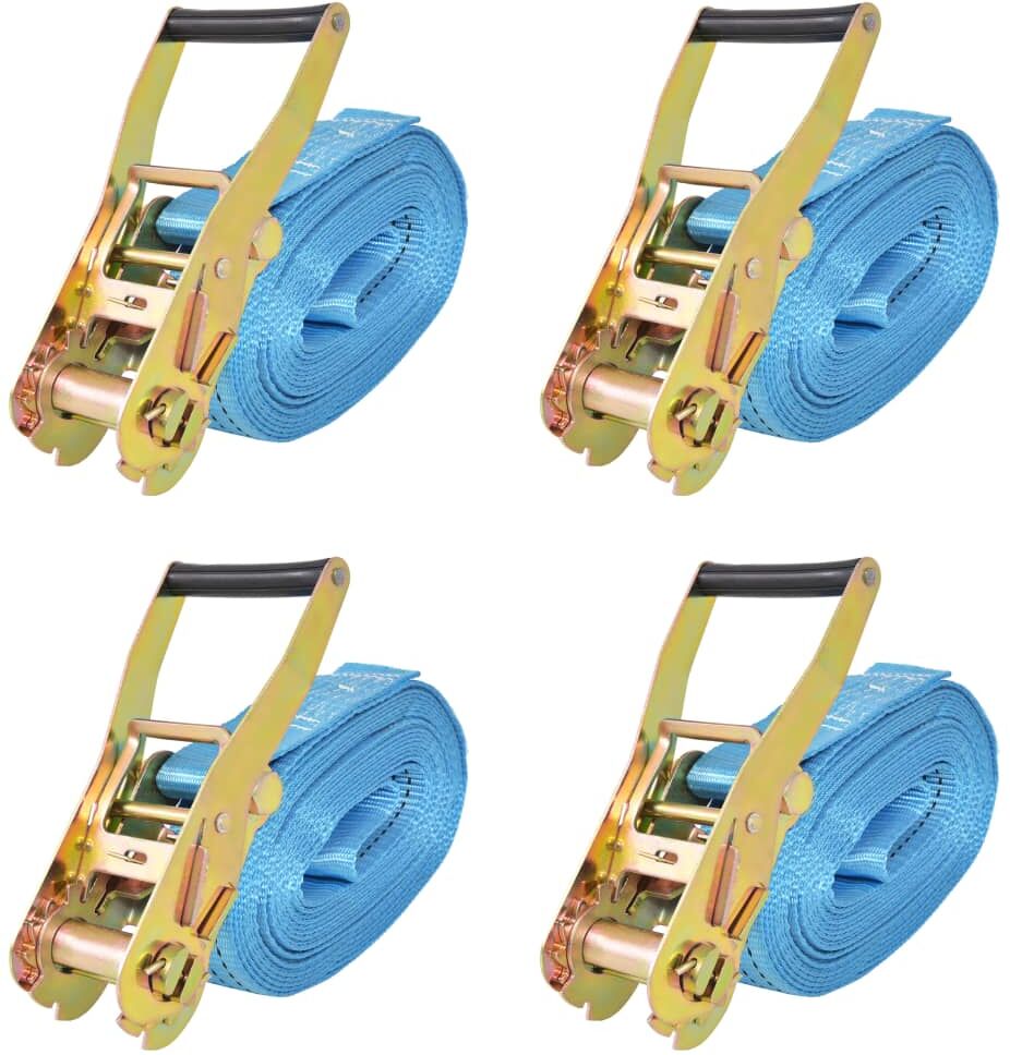 vidaXL surringsbånd med skralde 4 stk. 4 ton 8 m x 50 mm blå vidaXL surringsbånd med skralde 4 stk. 4 ton 8 m x 50 mm blå